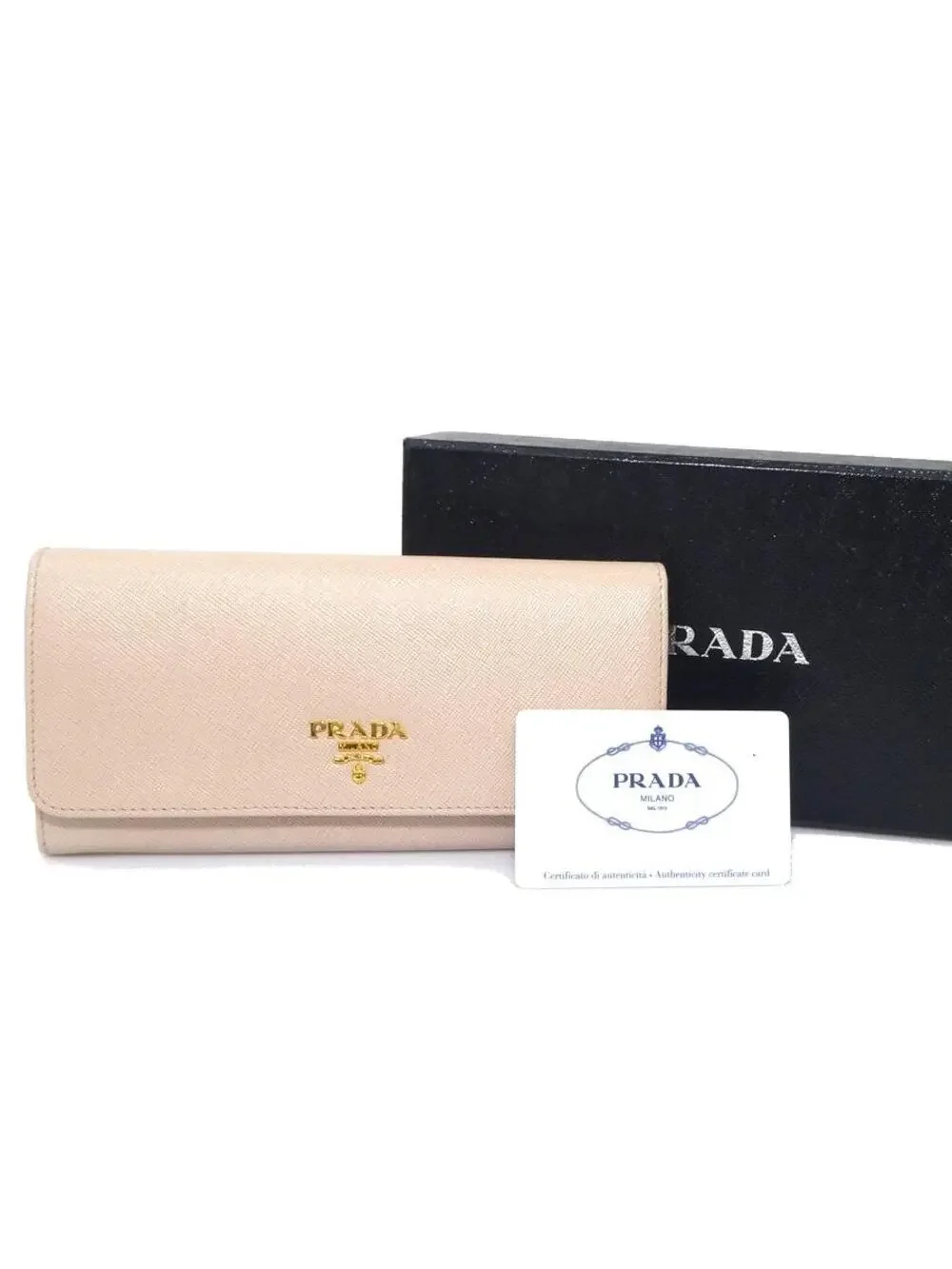 Auth Prada Bifold Long Wallet Light #280413P25B